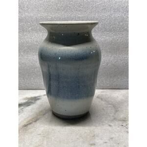 Vintage Smith Glazed Vase Studio Pottery Stoneware Signed Blue